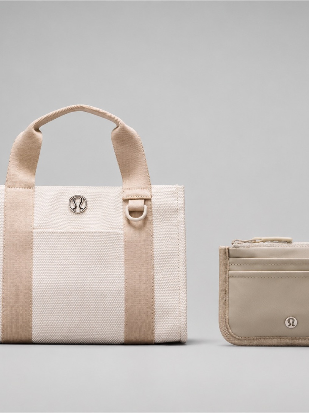 Lululemon Two-Tone Canvas Tote Bag *Mini 4.5L & Card Case - Mojave Tan/Raw Linen